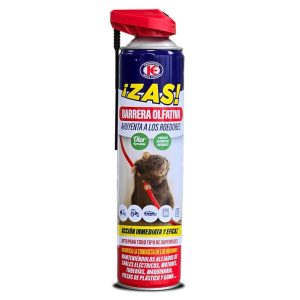 ¡ZAS! BARRERA OLFATIVA PARA RATAS Y RATONES – ZAS, AHUYENTA A LOS ROEDORES – Aerosol de 600 ml